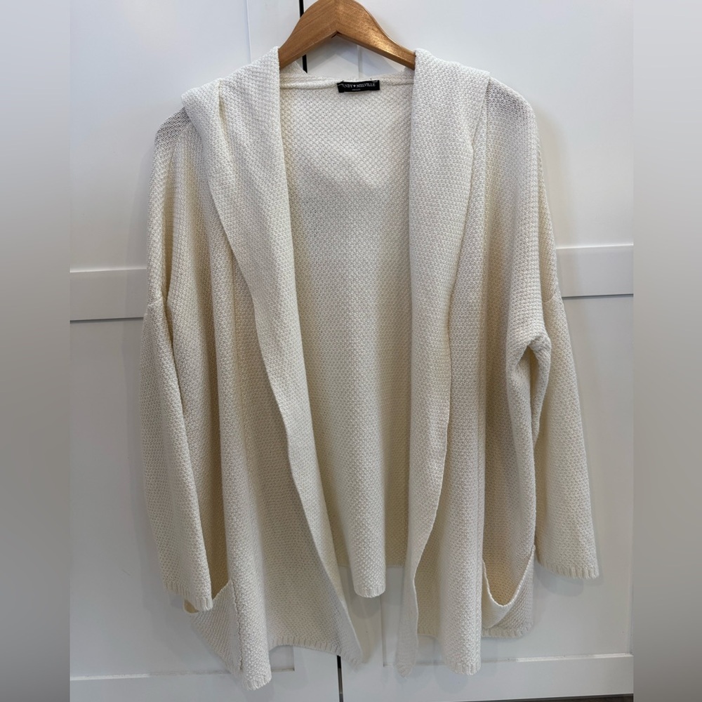 Brandy Melville OS Cream Knit Araya
Hooded Cardigan Open Front Oversized
Sweater